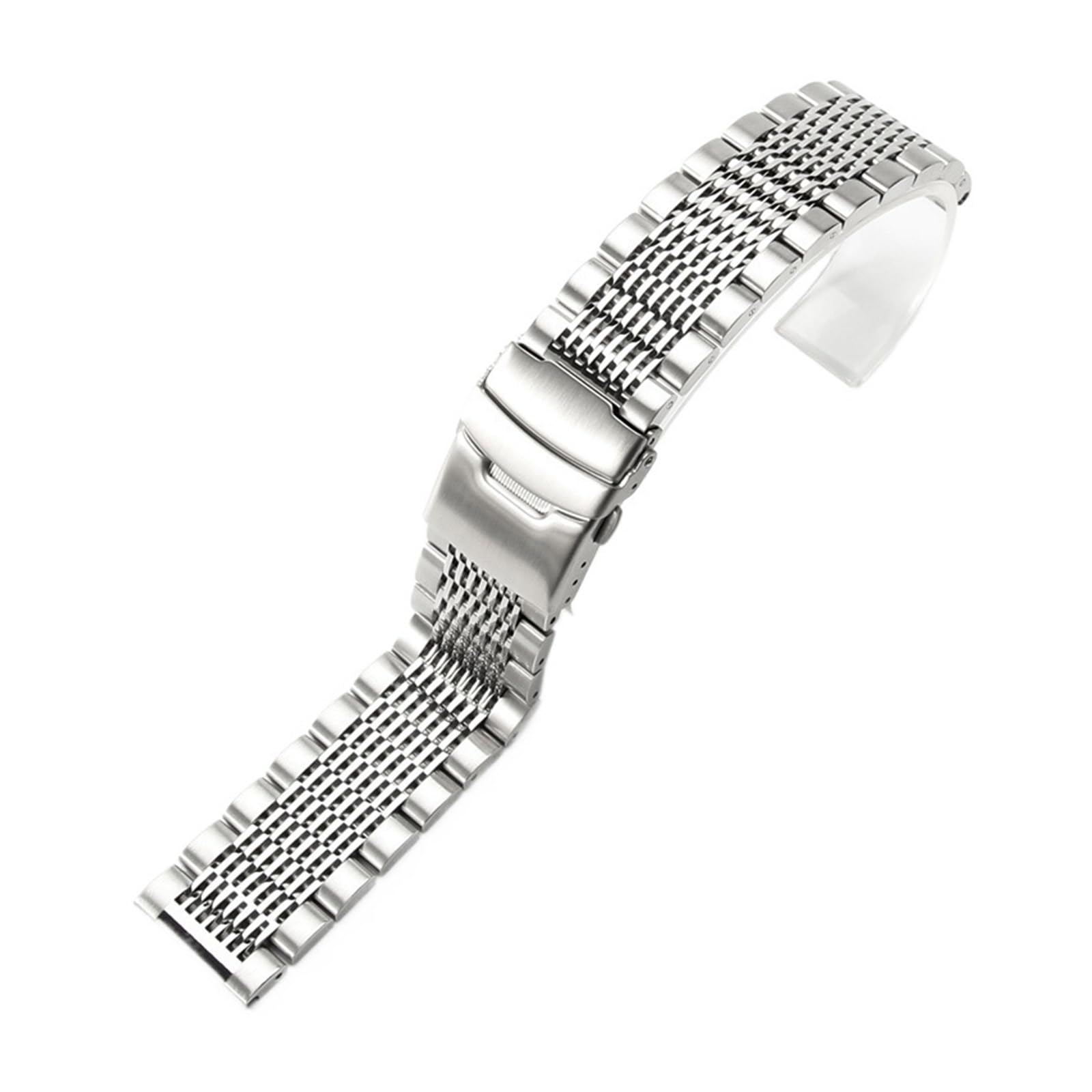 HMFang Cinturino for Orologio da Uomo in Acciaio Massiccio con Fibbia A Doppia Chiusura, 18 20 22 24 Mm(Steel,22mm)