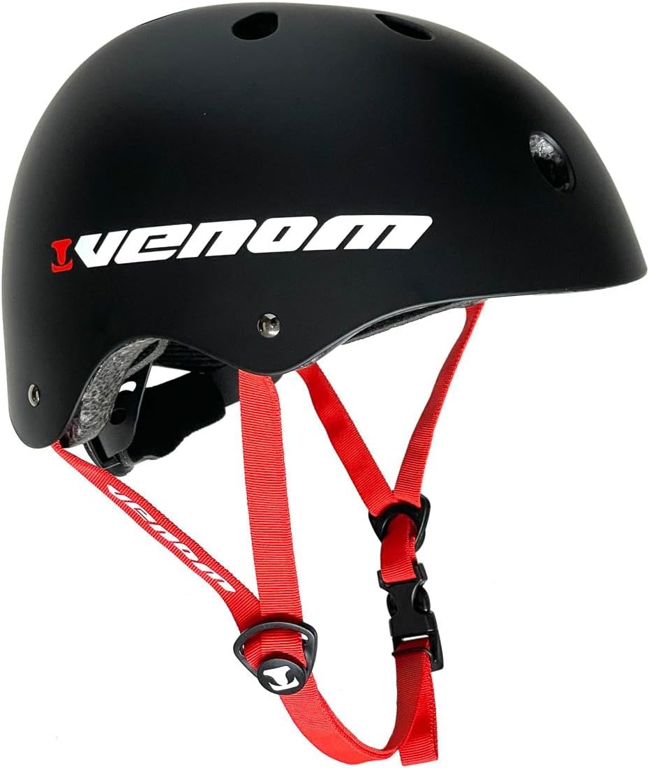 Venom Kids Skateboard Helmet For Kids Teenagers & Adults, Kids Helmet Skate Helmet EN-1078 Compliant for Micro Scooter, Skateboarding, Skate, Bikes, BMX - Boys & Girls - Black Small, Medium, Large