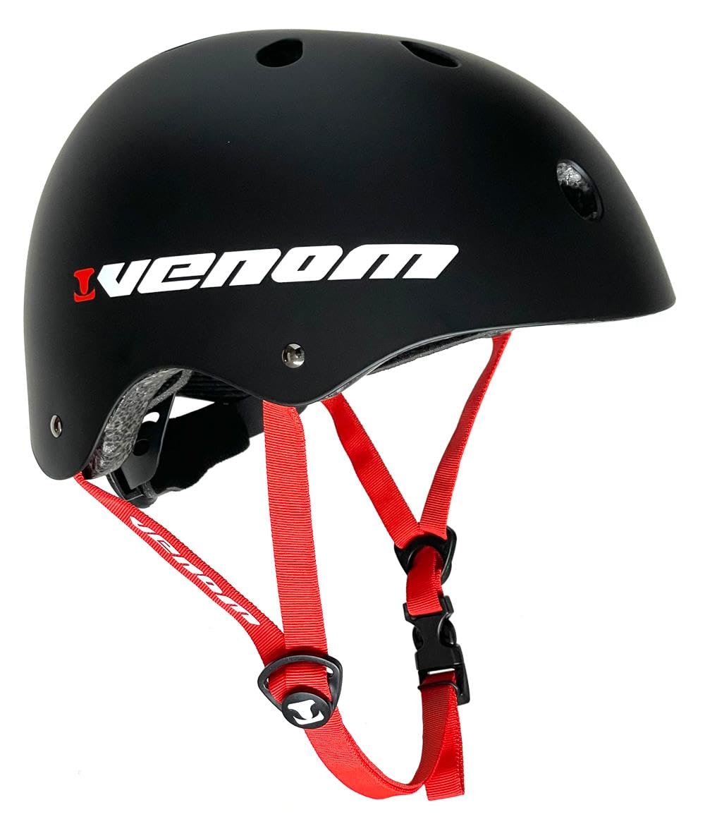 Venom Kids Skateboard Helmet For Kids Teenagers & Adults, Kids Helmet Skate Helmet EN-1078 Compliant for Micro Scooter, Skateboarding, Skate, Bikes, BMX - Boys & Girls - Black Small, Medium, Large