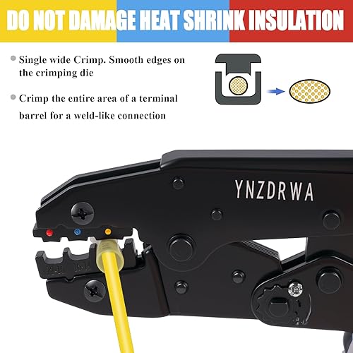 Miniatura 3 de Herramienta de prensado para conectores termorretráctiles, herramienta de crimpado de cables mejorada, crimpadora de terminales de cable de