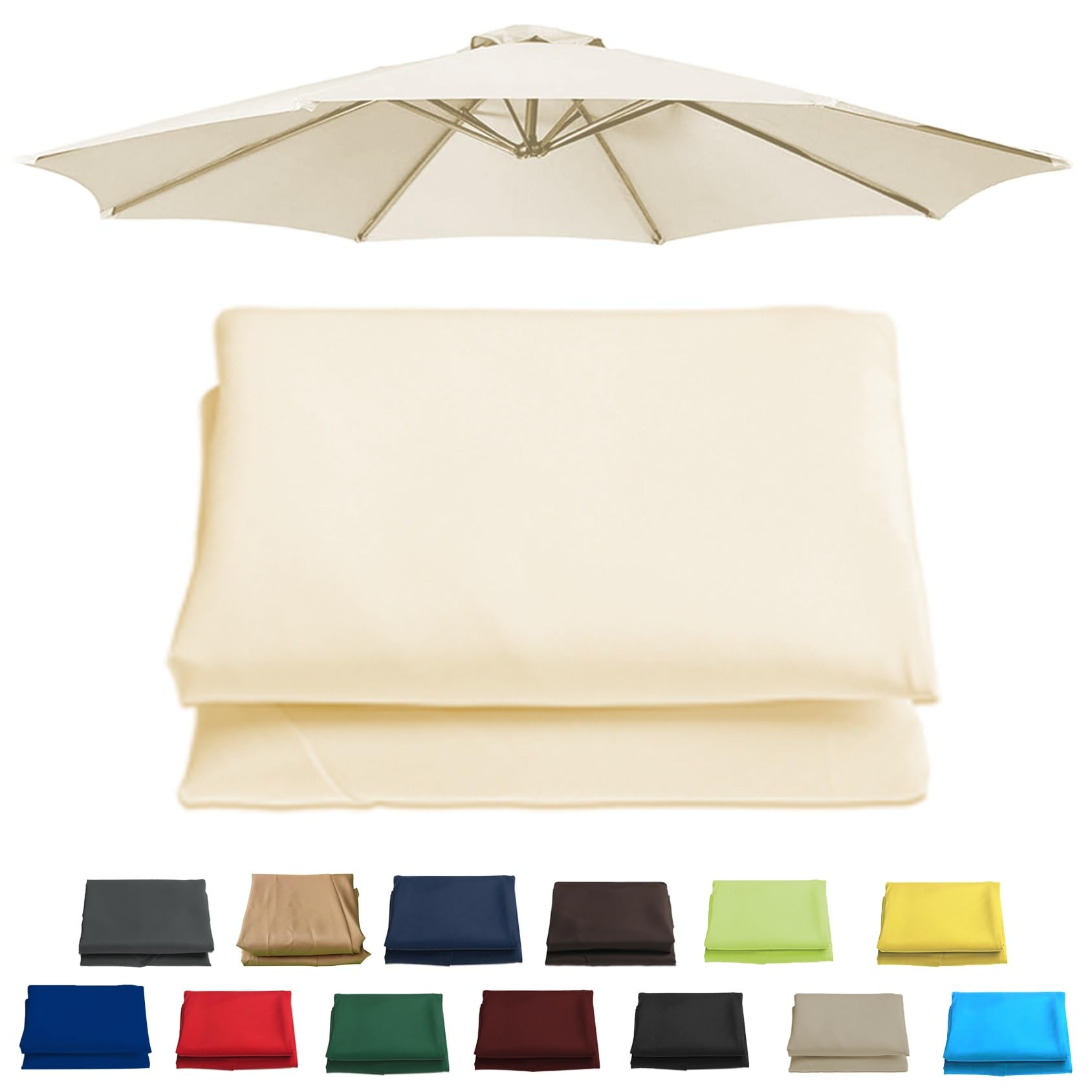6 Arms 270cm Replacement Parasol Canopy Cover, Sun Umbrella Replacement Cloth For 6 Arms 200cm(6.5ft), 6 Arms 300cm(9.8ft), 8 Arms 270cm(8.8ft), 8 Arms 3.0m(9.8ft), Garden Patio Umbrella Fabric Canopy