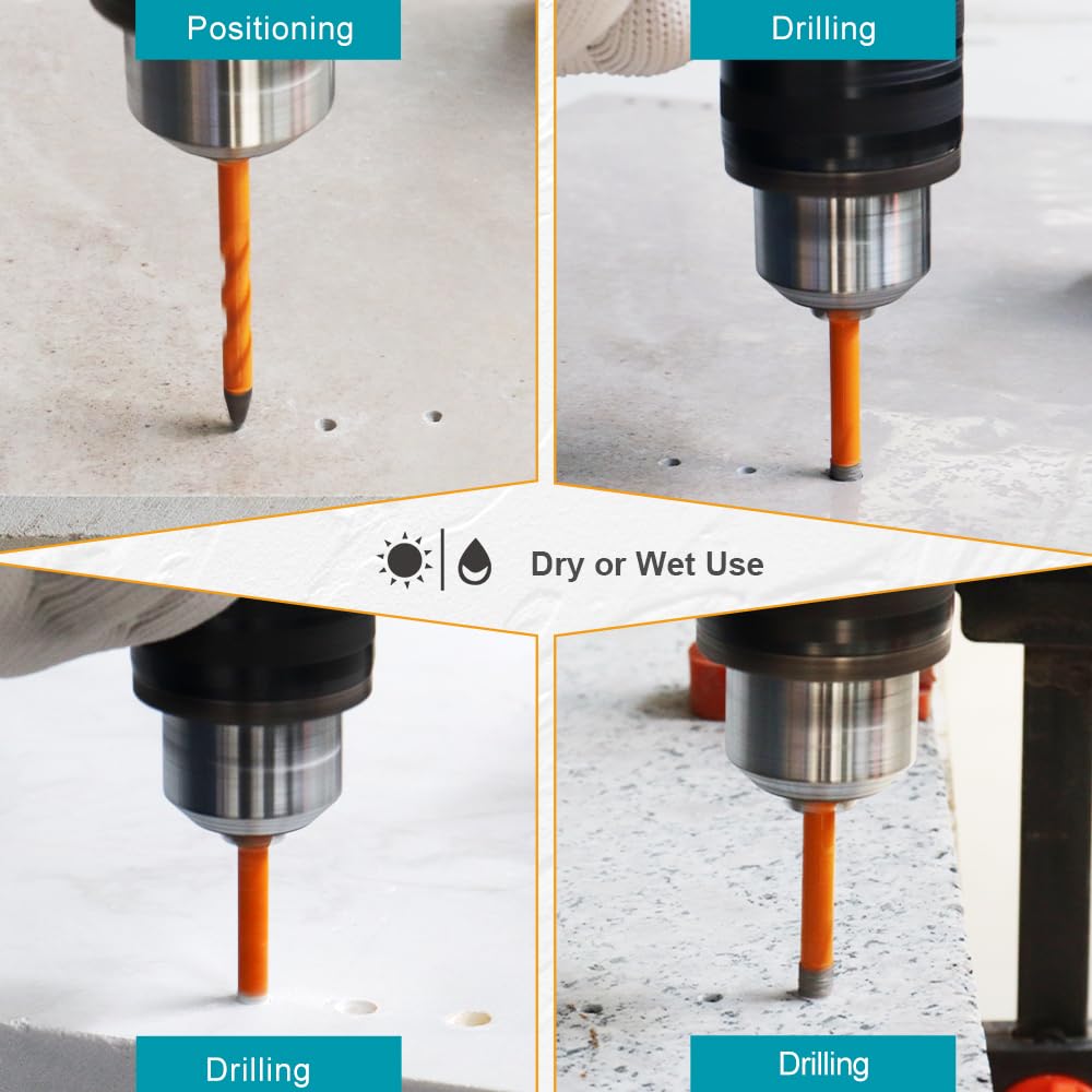 EXFEIN Diamond Tile Drill Bits and Carbide Masonry Drill Bits 5pcs/set - Image 2