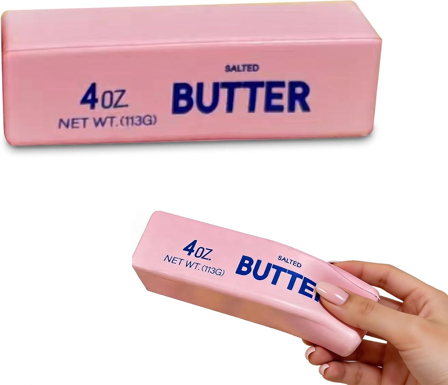 Butter Squishy, Cheese Squishy, Salted Butter Design Stress Relief Squishies for Desk, 4oz Replica Sensory Fidget for Adults, Funny-Themed Office Decor Pink Butter