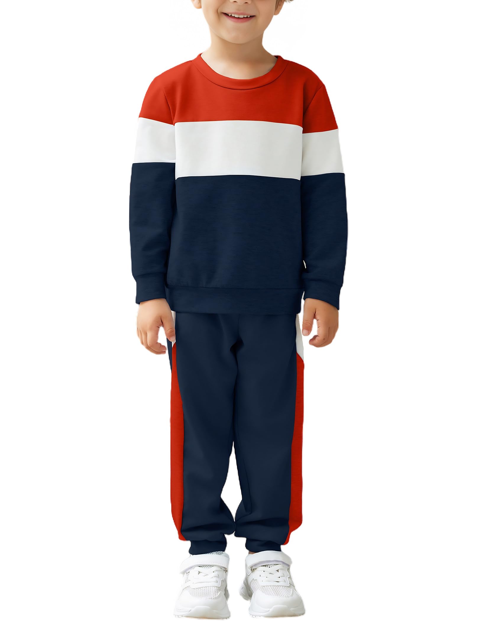 Arshiner Boys Clothes 2 Piece Pants Set Color Block Sweatsuits Fall Outfits