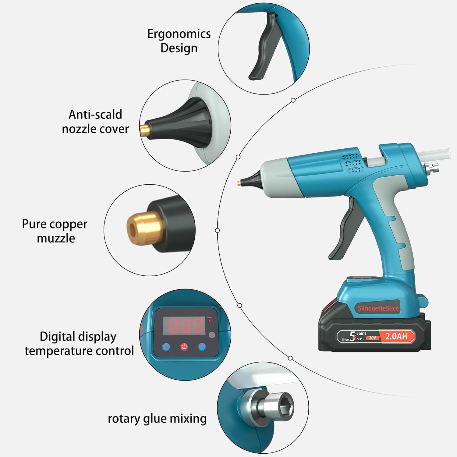 100w Cordless Hot Glue Gun with 30 Premium Sticks LED Digital Display & Adiustable Temperature Drip-FreePrecision Design Tool for DlY Crafts Home Repairs industrial Projects