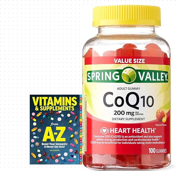 Spring Valley CoQ10 Adult Gummies, 200mg 100 Count +Better Guide Vitamins Supplements Book Printed Free Include