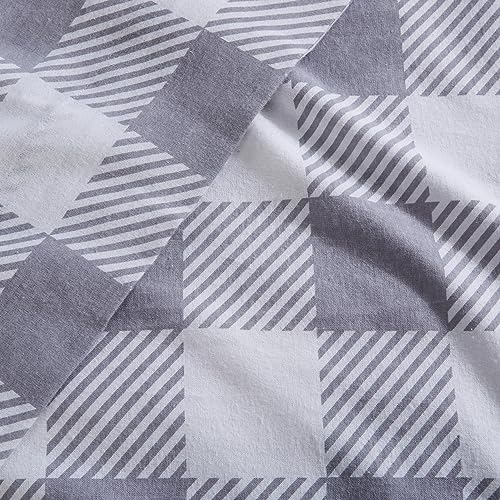 Market & Place 100% Turkish Cotton Flannel Sheet Set | 4 Piece Deep Pocket Novelty Cozy Winter Bed Sheets | Double Brushed for Extra Softness & Comfort | Alpine Collection (Full, Buffalo Check Grey) by Market & Place - Used condition - Image 6