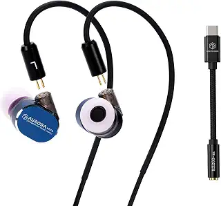 HiFiGo 有線イヤホン ゲーミングイヤホン イヤモニ ROSE Technics Aurora Ultra 1 Planar + 1Dynamic Driver カナル型 モニターイヤホン Type C-3.5mm変換アダプター付き DAC搭載 ハイレゾHiFi音質 通勤、オフィスワーク、旅行、ゲーム、eスポーツ、勉強用(Blue)