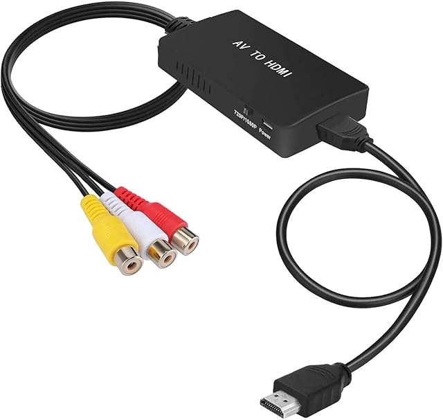 uhddadi RCA to HDMI Converter, AV to HDMI Adapter, AV Composite CVBS Video Audio Converter Adapter Supporting 1080P for PS2/PS3/ STB/Xbox VHS/VCR/Blue-Ray DVD Players