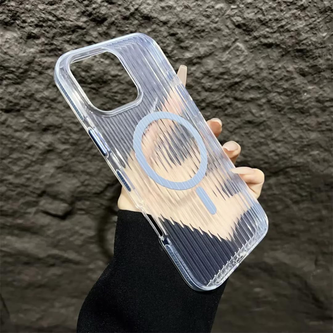 Coque magnétique pour iPhone 16 Pro Max transparente antichoc au design ondulé - 7
