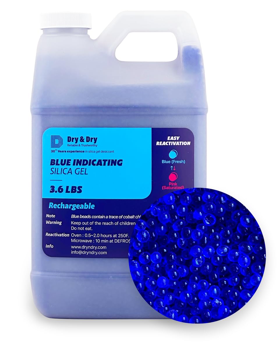 Dry & Dry [2 LBS] Blue Indicating Silica Gel Beads Desiccants (Industry Standard 3-5 mm) - Reusable Desiccant Beads Silica Beads(Blue to Pink) Moisture Absorbers — Amazon image 9