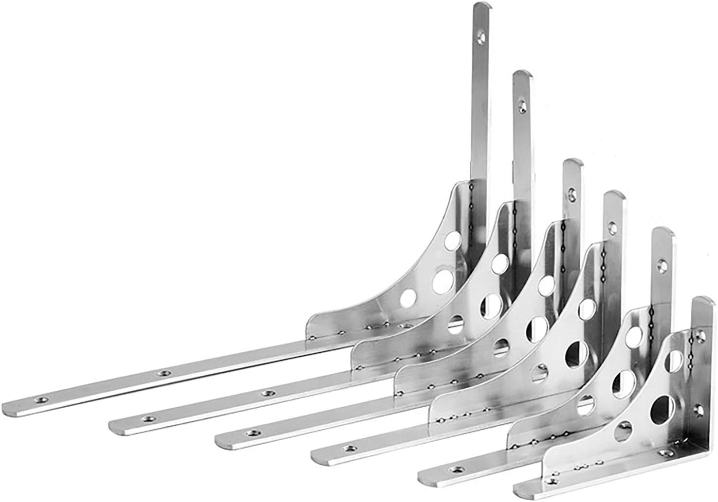 2pcs Shelf Bracket Heavy Duty, Stainless Steel Brackets Corner Brace Wall Floating Right Angle Brackets, Max Load 110lb, 2 Installation Methods, for Bathroom, Kitchen, Living Room,200mm/8 in