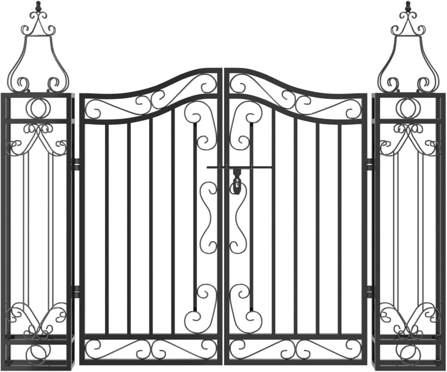 Gecheer Garden Gate, Elegant Wrought Iron Design with Secure Locking System, 47.6inx3.1inx39.4in, for Outdoor Garden or Patio Entryway