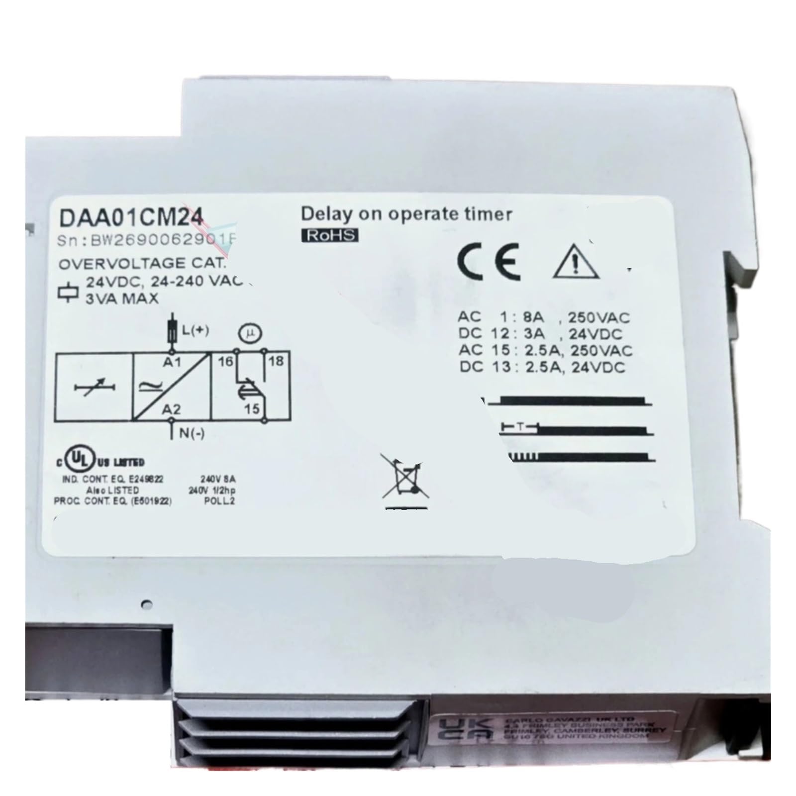 Relais temporisé DAA01CM24 multifunction pour automatisme industriel
