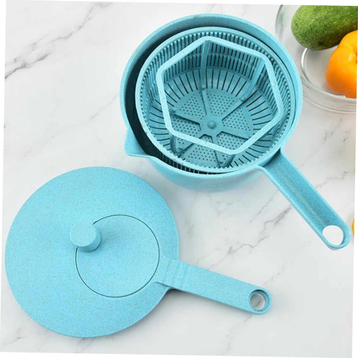 STOBAZA Commercial Salad Spinner Hand Crank Drain Basket Vegetable Washer Detachable Parts Kitchen Tool Random Color