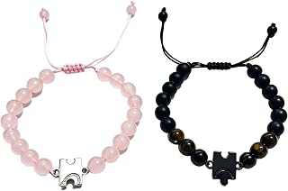 Couple Matching Stuff Gifts for Boyfriend Girlfriend Puzzle Heart Bracelet Set Anniversary Adjustable Bracelets for Romantic Valentine's Day Birthday Gift for Him Her Wife Husband Stocking Stuffers