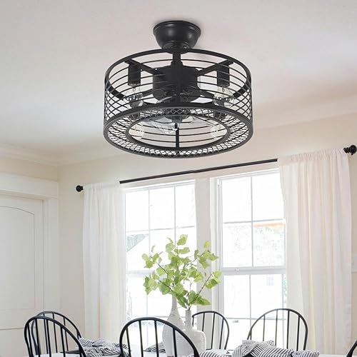 Miniatura 18 de A Million 18" Crystal Caged Ceiling Fan with Lights, Industrial Enclosed Ceiling Fan Light with Remote Control, 3 Speed Silent for Farmhouse
