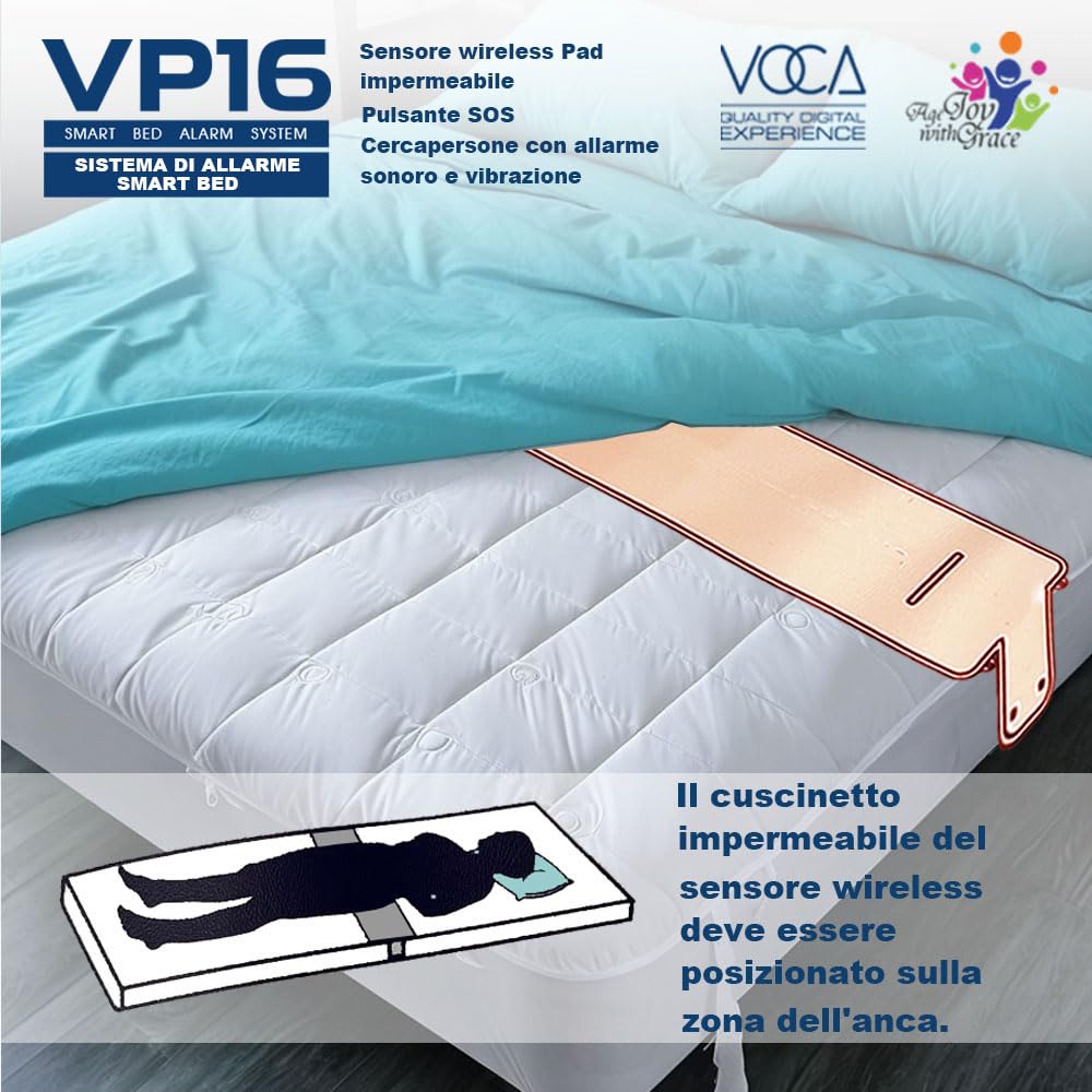 Sistema di allarme precoce intelligente VOCA per anziani - Sensore wireless e cercapersone, allarmi pre-allarme per il letto, prevenzione delle cadute, pazienti affetti da demenza
