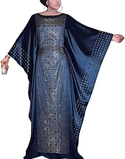 African Dresses for Women Fashion Beading Rhinestone Kaftan Maxi Dress