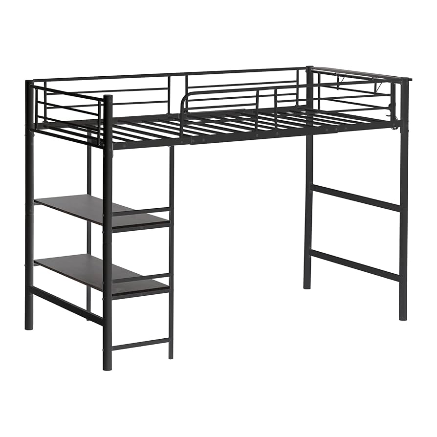 Amazon｜ロフトベッド 大人用 多機能収納棚 コンセント付き 空間