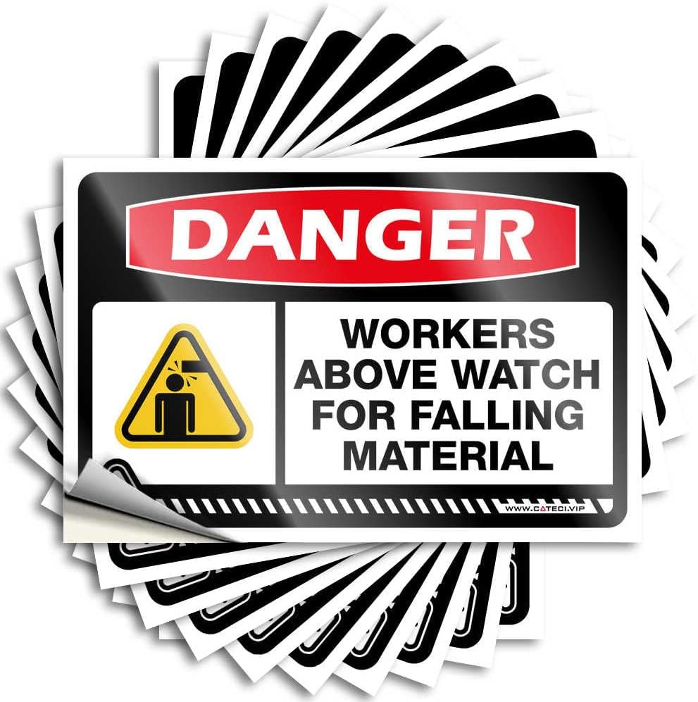 Funny Stickers for Cars Danger Workers Above Watch for Falling Material Stickers 10Pcs Stickers for Cars Adult Stickers Funny(6X9CM)