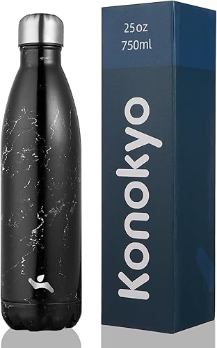 Miniatura 23 de Botellas de agua con aislamiento, de 25 onzas, de doble pared, de acero inoxidable, con vacío, de metal, para deportes y viajes, color azul