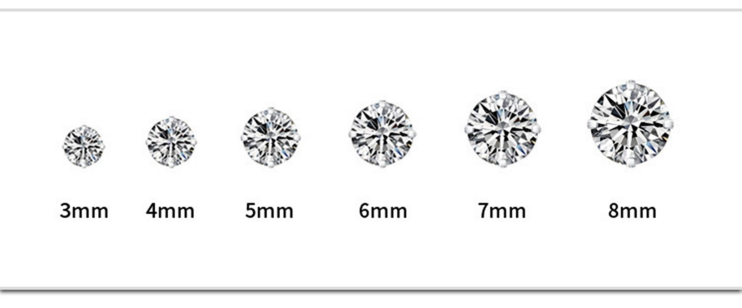KnSam Pendiente de oro para mujer pendiente de oro para hombre 3 mm redondo zirconia cúbica joyería de acero inoxidable para unisex plata, Acero inoxidable
