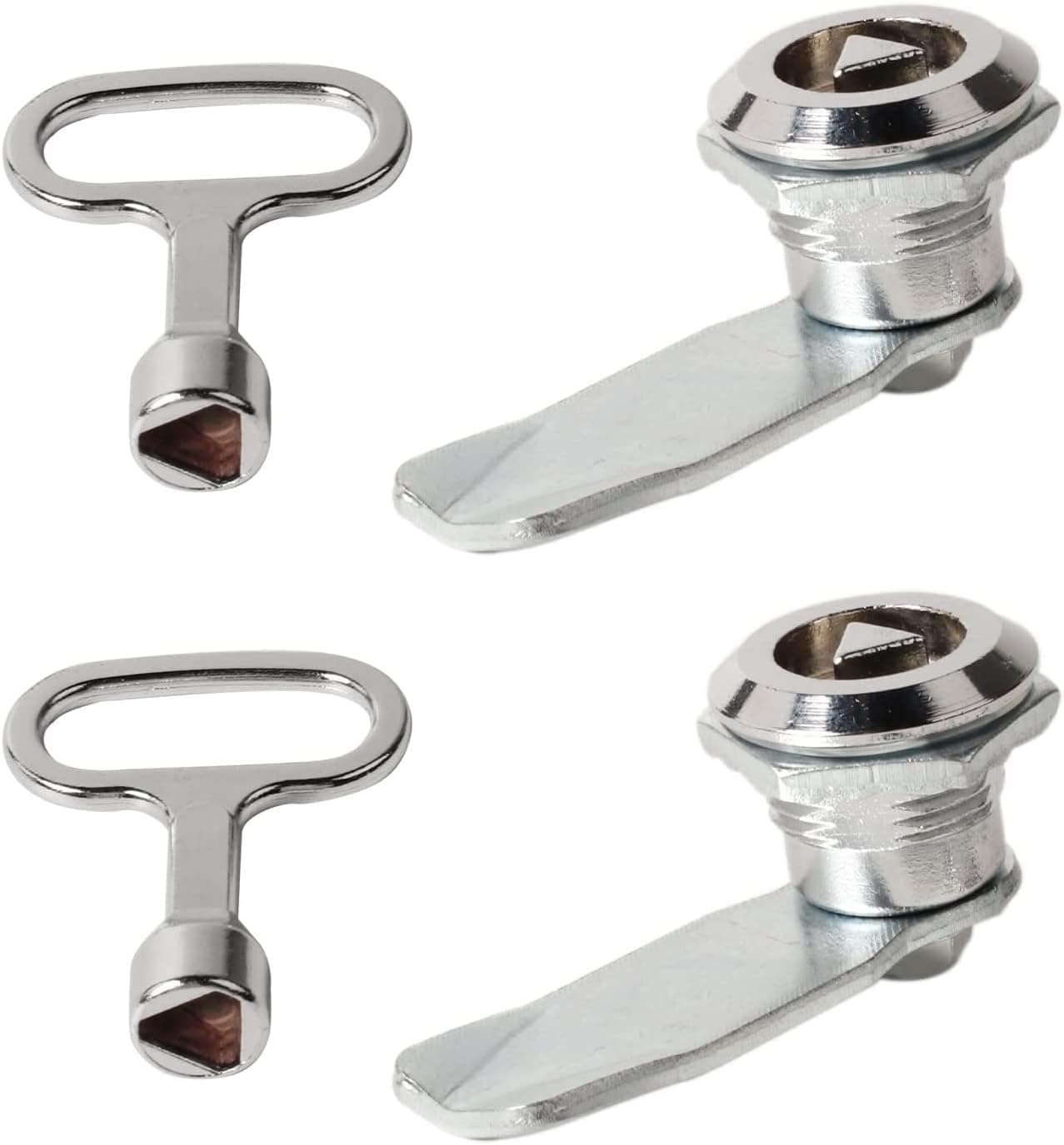2pcs Electric and Gas Meter Box Key Triangle Latch Kit Cabinet Cam Lock Cupboard Post Wheelie Bin Fit 3/4'' Cylinder Length Max 3/8'' Panel Thickness, Silver (TWL02 Cam Lock)
