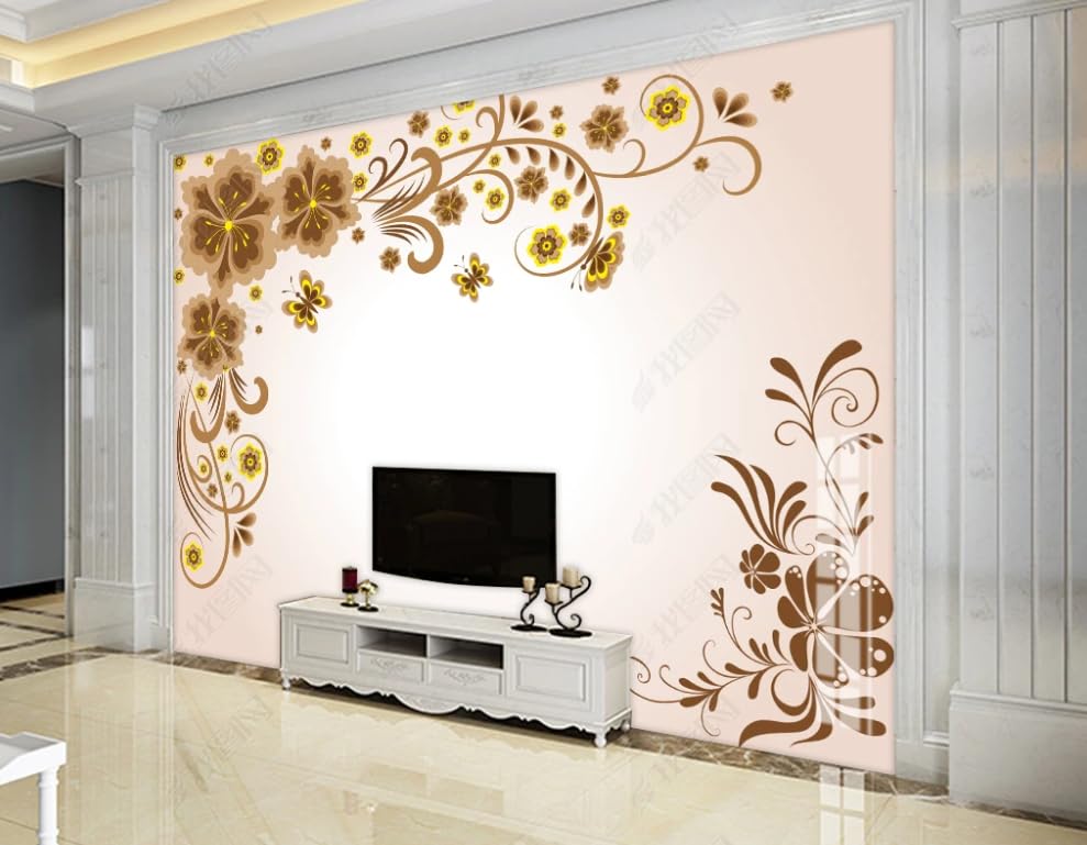 Papier peint intissé doré de style ancien charme poster géant mural salon 250x283 cm