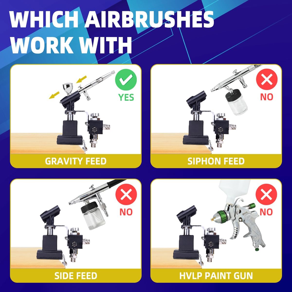 OPHIR Airbrush Holder Stand Station Set with 5 Strips of Air Hoses, 4-Way Adjustable Airbrush Splitters Manifold, Airbrush Holder Clamp can Hold Up to 4 Airbrushes