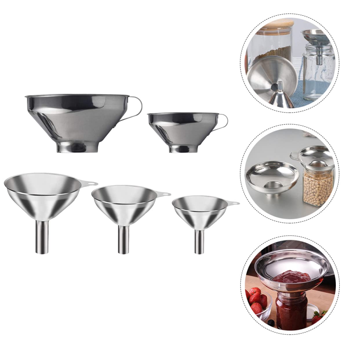 COLLBATH 2 Sets Mini-trichter Aus Edelstahl Für Die Küche Trichter Zum Abfüllen Von Gewürzflaschen Umfüllen Von Marmelade Und Flüssigkeitsabgabewerkzeugen 5 Stück * 2