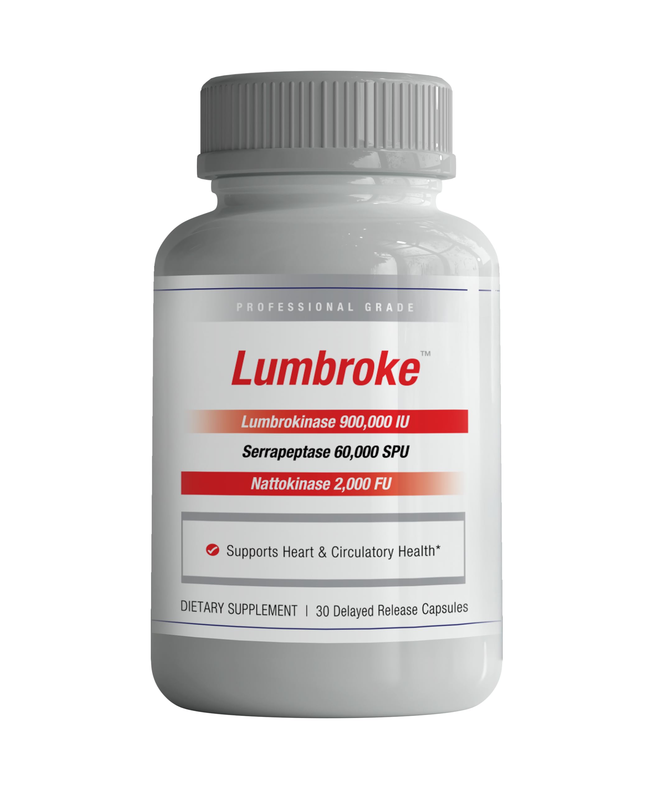 Lumbroke Advanced Lumbrokinase Enzymes 900,000 IU per capsule Maximum Strength Enhanced with 2000 FU Nattokinase & Serrapeptase for Optimum Circularoty & Cardiovascular Support Delayed Release