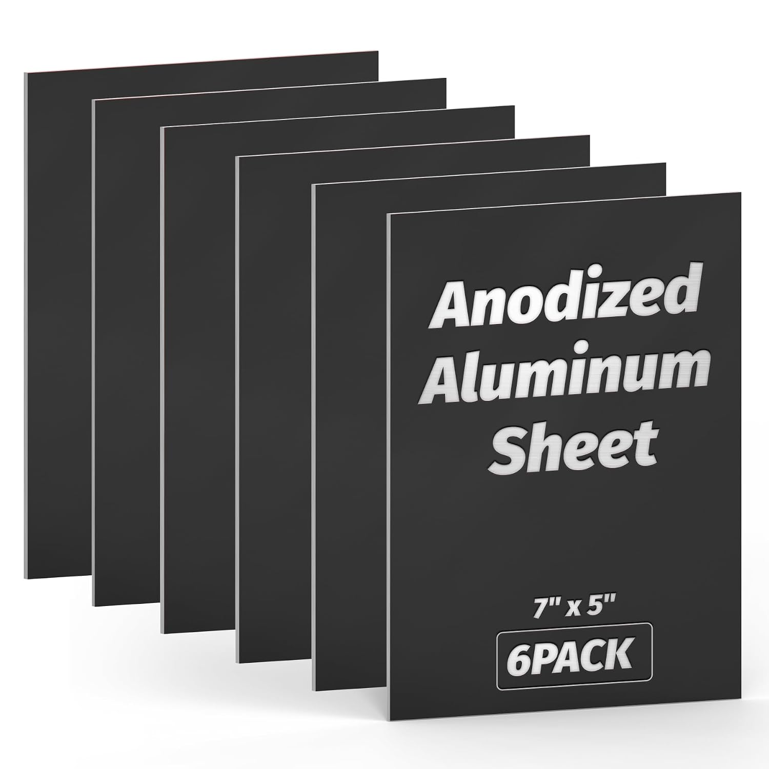 Daisypower 6 Pack 5 x 7 Inch Anodized Aluminum Blanks,Rectangle Aluminum Plate, Metal Engraving Sheets for Laser Engraving, Decorative Crafting, Home Decoration Self Designing, Black