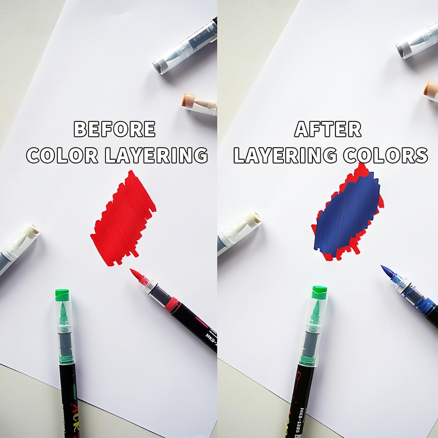 Dalveen Acrylic Paint Markers Brush Tip Set of 48 – Vibrant Direct Ink Paint Pens for Rock, Canvas, Wood, Glass, Plastic, Fabric, DIY Crafts & Artist Supplies 3
