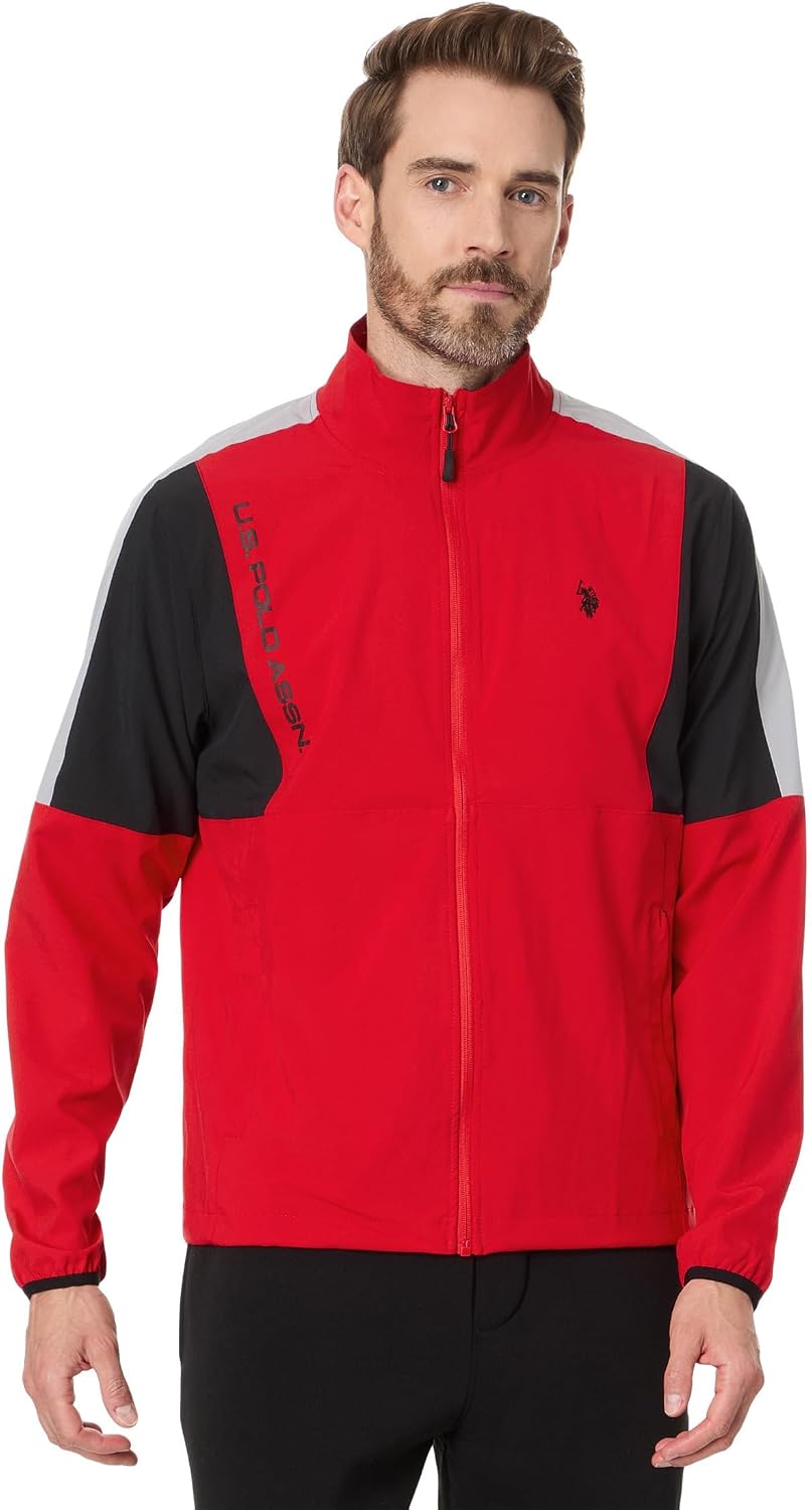 U.S. POLO ASSN. Men's Uspa Stretch Woven Cut Panel Full Zip Jacket