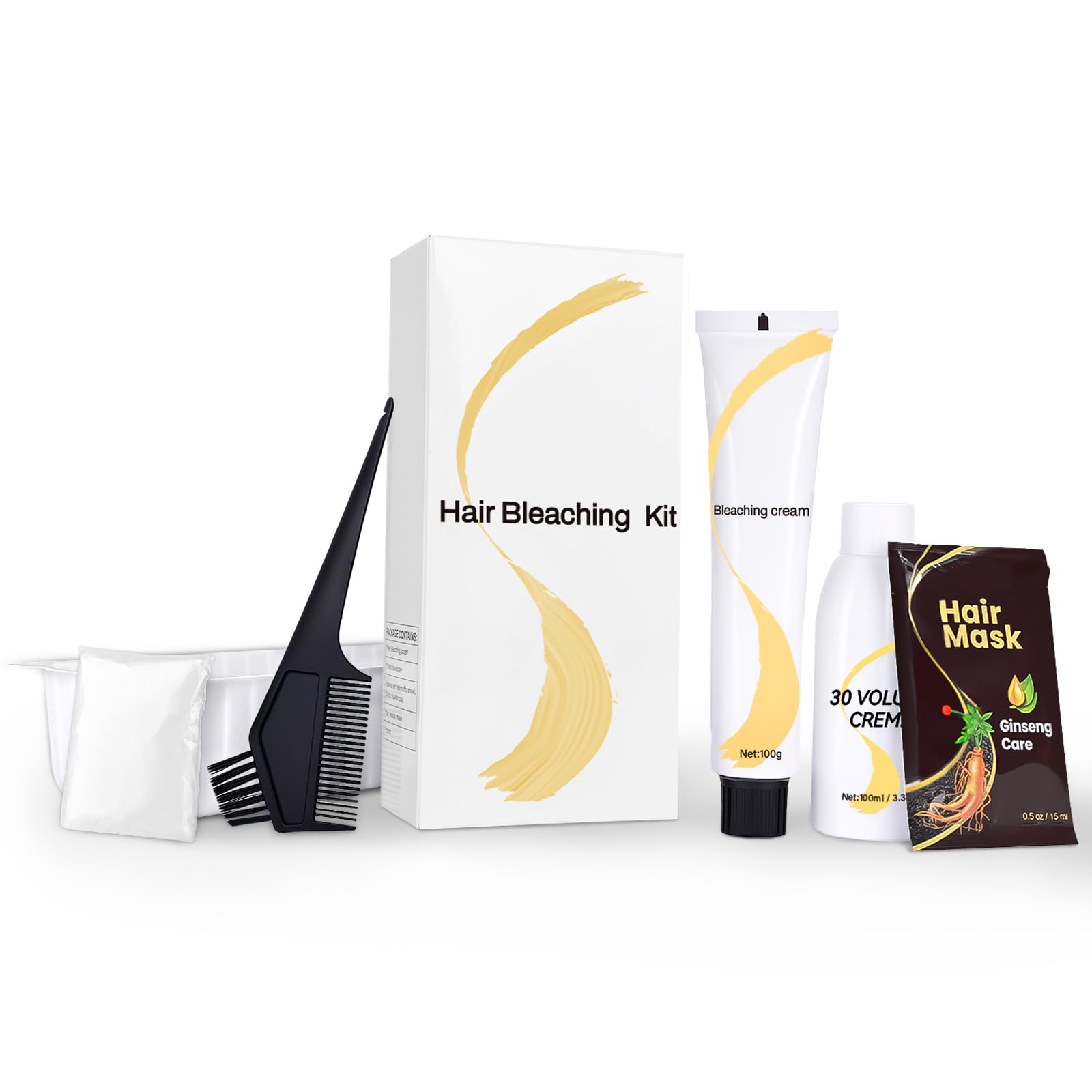 Gentle Cream Hair Bleach Kit, Ammonia-Free Bleach for Hair with Developer, Lifts Up to 8 Levels, No-Drip Hair Lightening Kit for Home Use