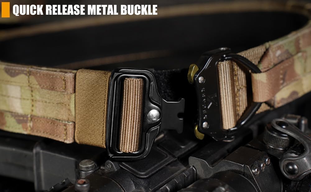 KRYDEX Quick Release Gun Belt 1.75 Inch MOLLE Inner &Outer Tactical Battle Belt with D Ring