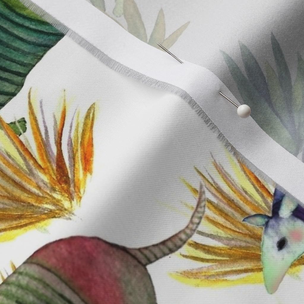 Spoonflower Fabric - Armadillo Wandering Desert Landscape Cactus Southwestern Watercolor Printed on Organic Cotton Sateen Fabric by The Yard - Sewing Quilting Apparel Home Decor