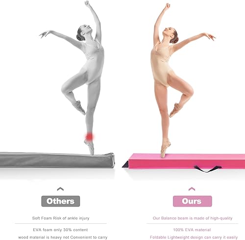 Miniatura 4 de FBSPORT 8ft10ft Balance Beam Folding Floor Gymnastics Beam Equipment PU Leather for Kids Adults,Non Slip Rubber Base, Gymnastics Beam for Training,