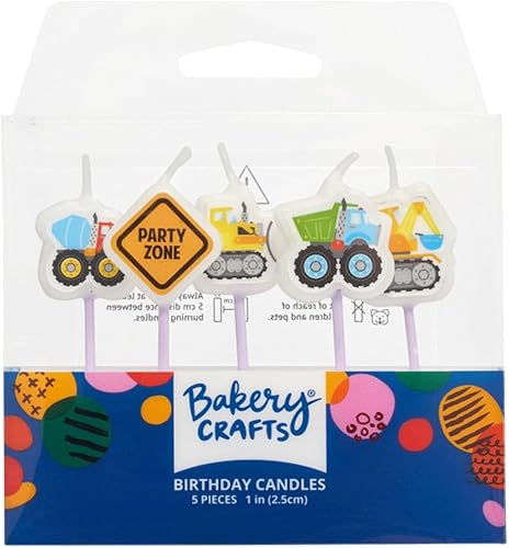 Construcción Camión Fiesta Zona Forma Cumpleaños Pastel Velas - 5 PC