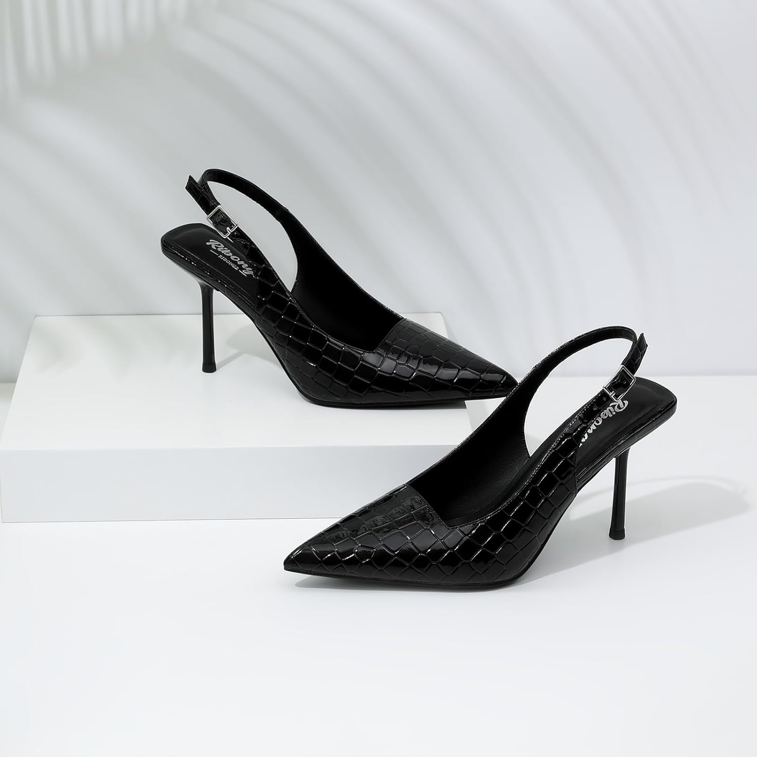 RIBONGZ Sexy Slingback Pumps Elegant Dressy Heels for Women Closed Toe Pointy High Heels Wedding Bride Prom Party Evening Shoes - Image 7