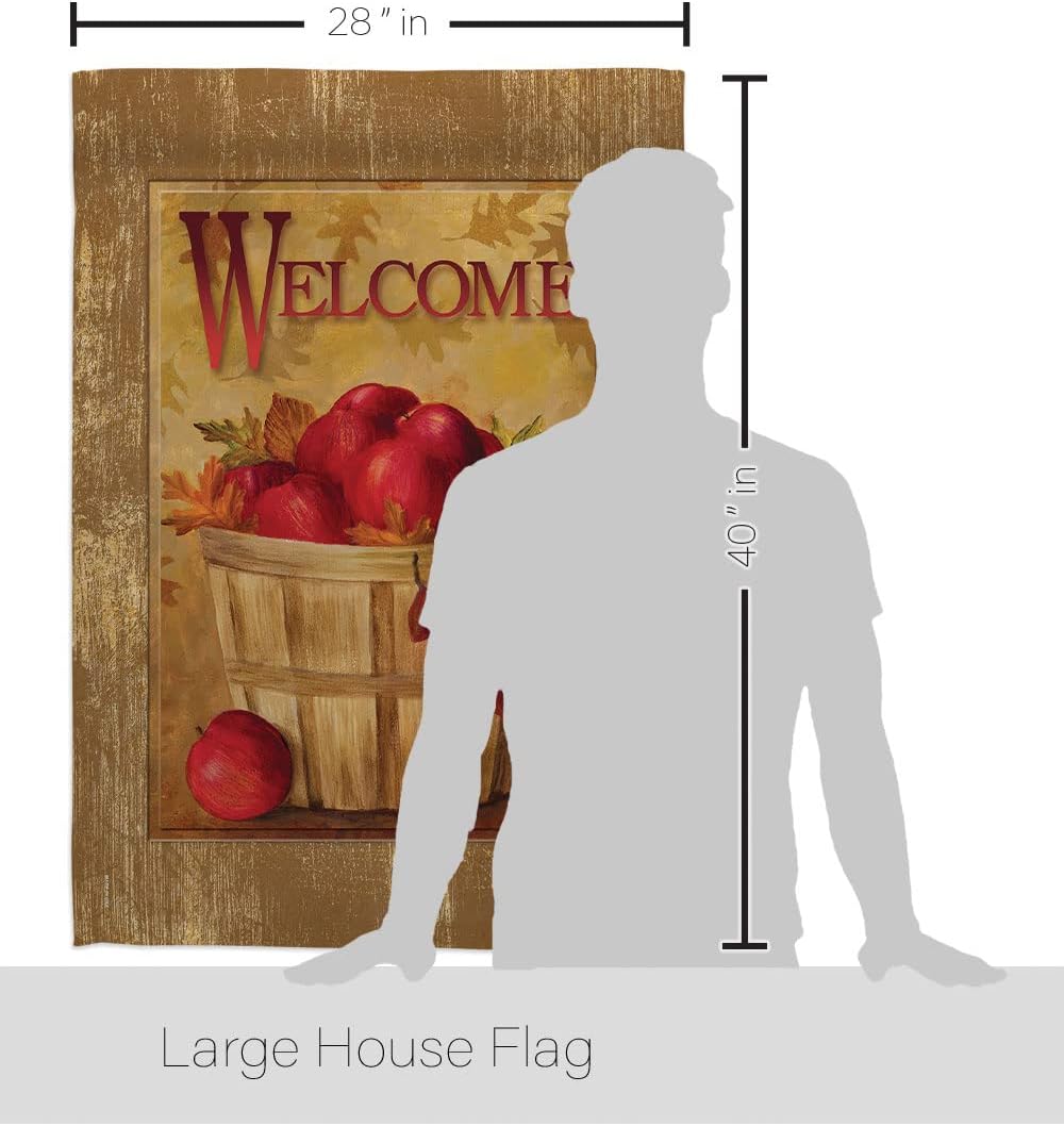 Welcome Apple Basket Decor House Flag Garden Home Room Indoor Wall Haning Art Small Banner Tapestry Outdoor Garden Yard Fall Thankgiving Decorations Gifts For Women Her Made In USA