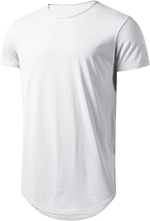 Big and Tall Mens Tshirts Longline Extra Long Shirts Hipster Reflective Line Scallop Tees Shirts Tops