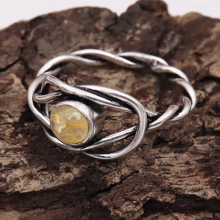 Edelstein Versilberter Bandring Stilvoller Handgefertigter Geschenkartikel Herren und Damen Schmuck JSR-1002AA