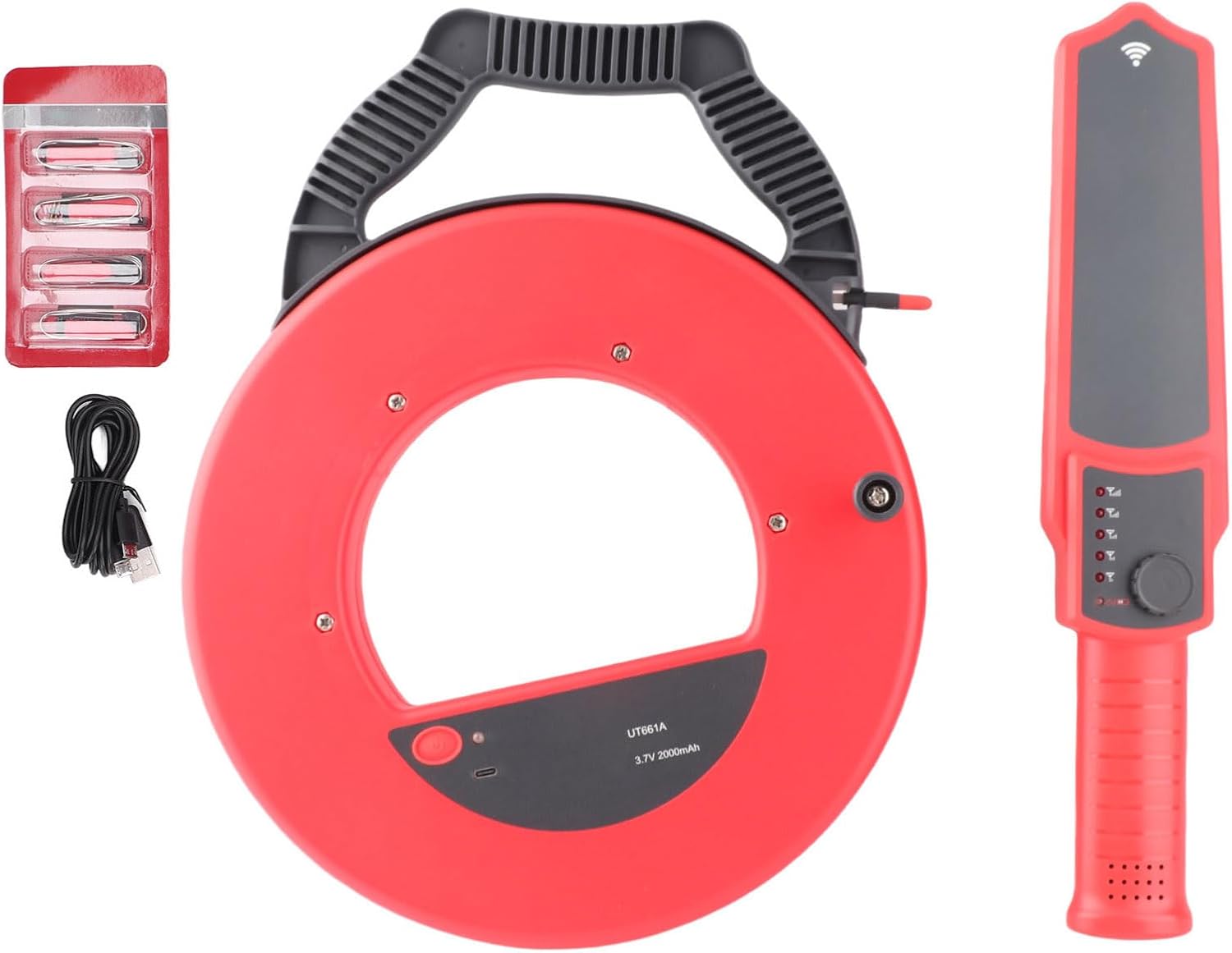 Generic Pipe Blockage Detector, Probe ABS Material with Audible Alerts for PVC Iron Steel Pipes Wall Scanner, 30M Sensing Area