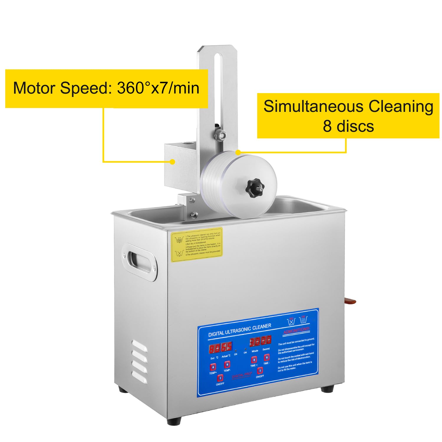 Pulitore ad ultrasuoni per Dischi in Vinile/lavadischi, pulitore ad ultrasuoni da 6 Litri con riscaldatore e Timer, 6 Pezzi Una Volta, sollevabile, Pulizia Profonda, con Kit di Asciugatura
