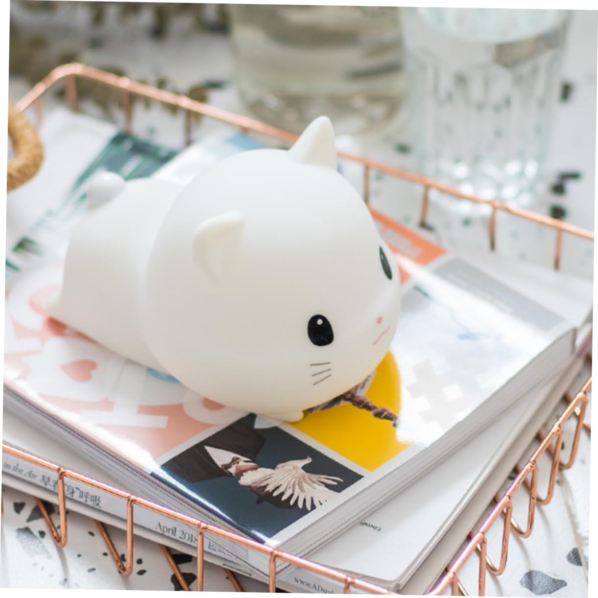 Gadpiparty 1pezzi Lampada Notturna Forma di Gatto Luce da Tavolo Morbida senza Luce Intensa Lampada da Notte USB Comoda per Dormire Decorativa per Interni