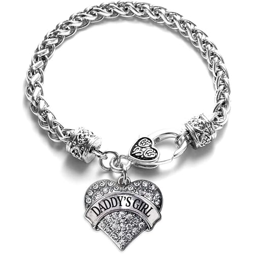 Inspired Silver - Silver Pave Heart Charm Bracelet with Cubic Zirconia Jewelry