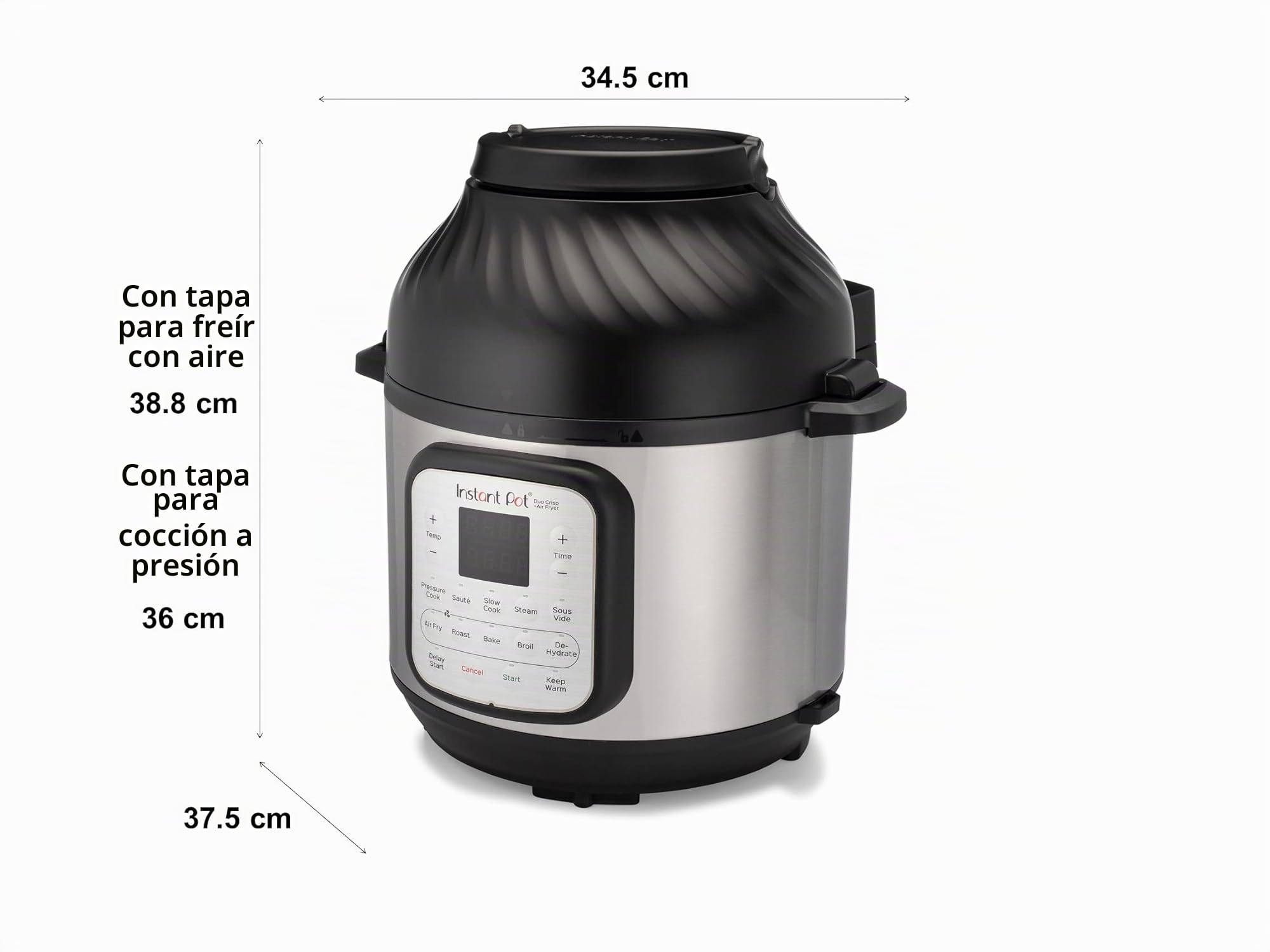Instant Pot DUO CRISP + Air Fryer 8L Multicooker. 11 funciones en 1: olla a presión, sartén, vaporera, olla lenta, metal