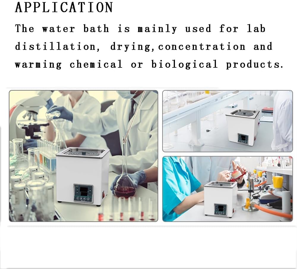 300W Digital Thermostatic Lab Water Bath, Scientific Digital Lab Water Bath, with Anti-Dry Burning Stainless Steel Liner, 360° Circulating Heating, for Scientific Experiments